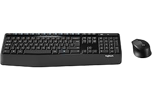Logitech MK345 Combo Clavier Taille Standard Sans Fil avec Repose Poignet et Souris Droitier Confortable, Récepteur USB Sans Fil 2,4GHz, Compatible avec PC, Ordinateur Portable