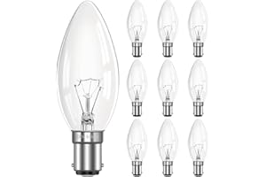 Morotty B15 Dimmable Candle Bulbs, 2700K Warm White, 600LM, Small Bayonet SBC for Ceiling Lights, Chandelier, Wall Lights- 10 Pack