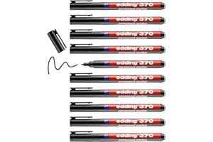 ‎EDDING edding 370 Permanentmarker - schwarz - 10 Stifte - feine Rundspitze 1 mm - wasserfest, schnell-trocknend - Multimarker, Universalstift - für Karton, Kunststoff, Holz, Metall, Glas, Stein, Leinwand