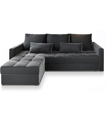FORNIRO Ecksofa Mit Schlaffunktion - 3-Sitzer Mit Bettkasten In Braun