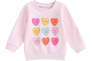 XIXIMAON Toddler Kids Girl Valentines Jumper Top Long Sleeve Love Heart Letter Print Sweatshirt Sweet Cute Pullover Clothes