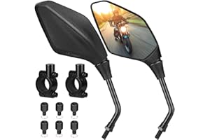 YIXUND Motorcycle Mirrors Set,7/8 inches 22mm Handlebar clamps,Universal Motorbike Mirrors with Extra M8 M10 Threaded Boltsfor ATV/Scooter/Cruiser/Bike (rhombus)