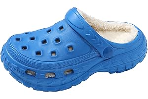 YUKTOPA Boys Girls Fur Lined Clogs Garden Shoes Kids Fleece Lined Clogs Winter Indoor Warm House Home Bedroom Slippers Outdoor Non Slip Mules