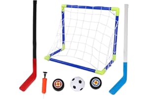 T BEST Mini Goal Sports Set, 2 in 1 Outdoor Sports Children Football Ice Hockey Goal Kit with Balls Pump Kid Training Toys for Children kids