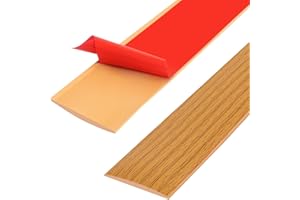 ZTOWOTO Bande de seuil en PVC de 400cm, bandes de transition de sol, bandes de revêtement de sol stratifié, bande de séparation de porte de sol auto-adhésive (400cm-4cm-Grain de bois jaune)