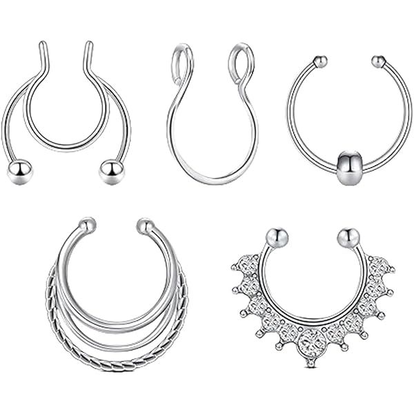 Piercing Naso Acciaio Chirurgico 20G - Anelli Con Zirconiti Fiore, Cuore, Argento E Oro - Foto 14