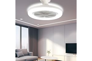 GQJQTION 26cm Basic 2 in 1 Smart Fan Light, E27 Ceiling Fan Light, Easy to Install, 3-Speed Control, Quiet Performance, High Light Transmission, Suitable for Various Indoor Spaces