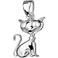 Pendentif Breloque Chat En Argent Sterling – Bleu, Poinçon étranger, Occasion