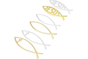 SUPERFINDINGS 6 pcs 3 Styles Jésus Poisson Autocollant de Voiture Emblème de Voiture 2 Couleurs Autocollant en Plastique Poisson Auto Emblème Jeep Autocollants pour Voiture Bateau Murs Windows