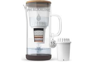 INVIGORATED WATER Jarra Filtradora de Agua Alcalina pH Restore de cristal – Jarra Agua con Filtro de Larga Duración con Sistema de Filtración en Varias Etapas – Jarra Agua Cristal de 3,5 L Agua Potable Pura de Alto pH
