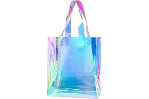 TULEBOLIAN Weihnachtsdekoration-Durchsichtige Tragetasche,Holografische,Regenbogenfarbene,Schillernde Handtasche,Ideal FüR Sportspiele,Arbeit,Reisen,Stadien FüR Konzerte,32.5 * 37.5 * 7.5 Cm
