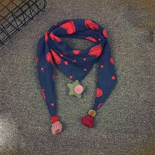 Children Scarves Boys and Girls Soft Cotton Printed Children Baby Warm Collar , navy blue