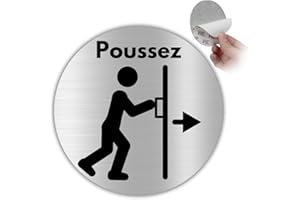 LEIASA | Panneau Adhésif Pousser Porte - Diamètre Ø 100 mm - Épaisseur 0,8 mm - Aluminium - Panneau Pousser - Signal Direction Porte - Autocollant 3M Poussez la Porte - Signal Pousser Porte