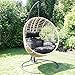 Produktbild Wohaga® Polyrattan Hängesessel inkl. Auflage und Gestell, Schwarz/Natur, Hängestuhl Hängesitz Hängeschaukel Hängekorb