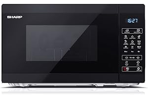 SHARP YC-MG02E-B Mikrowelle mit Grill (800 W, 20 L, 11 Leistungsstufen, Eco-Funktion, Auftaufunktion, Kindersicherung), schwarz