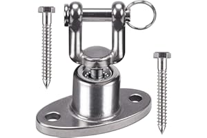 BeneLabel Swing Hanger, Hammock Chair Ceiling Hook 360 Swivel Mounting Bracket with Safety Buckle Hardware Set for Wood Yoga Rope/Aerial Hoop/Punching Bag Suspension Kit, 1200lbs