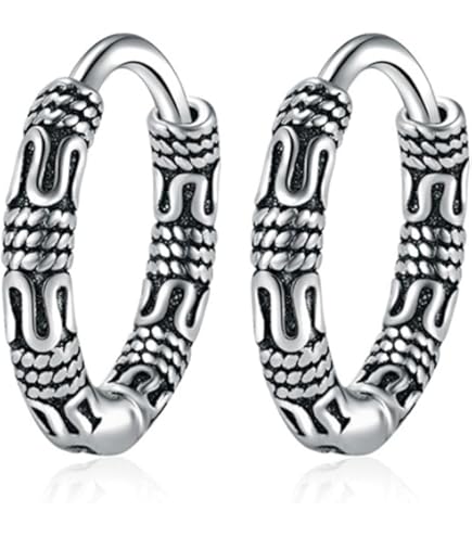 Orecchini VPunk Hip Hop - Cerchio In Acciaio Inossidabile - Traforato Vintage - Ipoallergenico Nero - Unisex