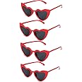 4 Pack Red Vintage Heart Shaped Sunglasses for Women Men Kids Vintage Love Heart Sunglasses Cat Eye Ladies Fashion Retro Eyeglasses for Protection Eyewear