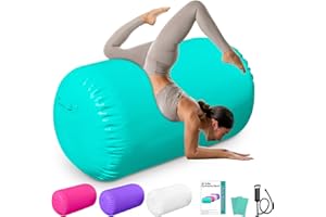 HEIPIGO Air Roller Gymnastics Barrel Backhandspring Training Air Barrel Gymnastics Roller for Tumbling Cheerleading Training Yoga Gym with Manual Air Pump