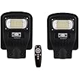 Homehop 30W All in One Solar Street Light Outdoor Home Garden Wall Balcony Motion Sensor Security Lamp with Remote, Automatic (ABS, Cool White, Pack of 2)