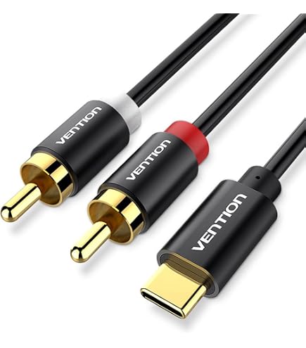 Câble USB-C Vers 2 RCA - Adaptateur Audio Stéréo Pour Téléphone, Ampli, Home Cinéma - Connecteurs Dorés