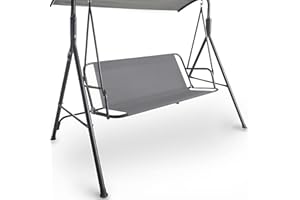 Coverify Replacement Swing Seat Cover, Heavy Duty 600D Oxford Fabric Garden Swing Chair Cover Outdoor Universal Fit for 3 Seater Rocking Chair, 138x48x48cm, Grey