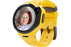 Elari KidPhone 4GR M - Montre connectée 4G pour Enfants, GPS Tracker pour garçons et Filles, Messagerie KidGram avec Contenu sécurisé, appels Audio et vidéo bidirectionnels, SOS, Photo (Jaune_4GRM)