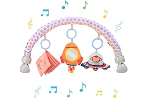 Bebamour Baby Pram Toys 0-36 Months Baby Travel Arch Stroller Toy for Infant Toddlers Sensory Hanging Crib Toys for Car Seat Pushchair Pram Activity Toy for Indoor and Outdoor, Space
