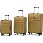 Fossil Khaki Unisex 3-Piece Suitcase Set Fsl0012-2025 4 Wheels
