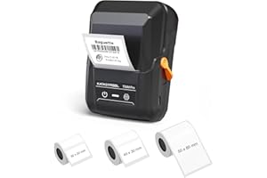 SUPVAN T50M Pro Étiqueteuse Bluetooth avec 3 Rouleaux d'étiquettes Blanches, Pack économique, Reconnaissance Automatique du Format, idéale pour commerces, Bureaux, écoles et la Maison