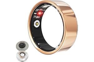 LONGLU Smart Ring pour Hommes Femmes, Bague Tracker de Fitness avec Fréquence Cardiaque/Oxygène Sanguin/Sommeil/Sport/Étanche IP68, Tracker de Santé pour iPhone & Android (Doré, 13)