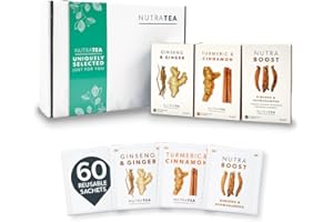 NUTRA TEA NutraTea - The Active Lifestyle Gift Box - Herbal Teas Perfect For A Busy Lifestyle - Tea Gift Box For Birthday, Get Well Soon & Easter - Herbal Tea Gift Set - 60 Tea Bags | 3 Flavours