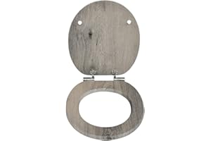 SINOBATH Abattant de WC avec système d'abaissement automatique, de qualité supérieure et stable, en bois (vieux bois)
