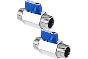 BEATIFIC 2 Stück 1/2 Zoll Kugelhahn, 1/2" AG x 1/2" AG Mini Kugelventile, G1/2 Zoll Außengewinde Kupfer Mini Kugelhahn Absperrhahn, Absperrschalter mit Blau Griff, DN15 Ballonhahnschalter, für Wasser Öl Gas