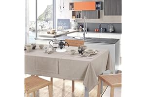 INTRECCI Tovaglia Cotone, Tovaglia Rettangolare 14/16 Posti, 140x300 cm, Grande ed Elegante, Non Scolora, Resistente, Tinta Unita. Colore: Tortora Melange