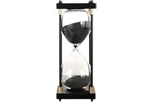 QUXING Timer da Cucina，Timer Per Clessidra 60 Minuti Clessidra，conto alla rovescia clessidra design Per Natale Nuovo Anno Compleanno Tavolino Da Tè Scaffale Libri Gioco Di Scuola (Nero)