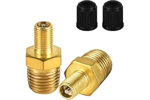 NQEUEPN 2uds Adaptador de Inflador de Aire, 1/4" NPT (M) a Válvula Estándar para Schrader (M) para Automóvil Adaptador de Válvula para Compresor de Presta Aire Manguera de Aire Portátil Mandril de Aire