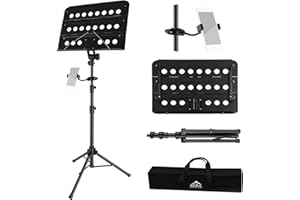 Eastrock Pupitre Musique Portable en Métal, Pupitre de Partitions Pliable, Pupitre Musique 2 en 1, Pupitre télescopique avec Support de téléphone, Pupitre en Livres Pliable Hauteur Réglable avec Sac