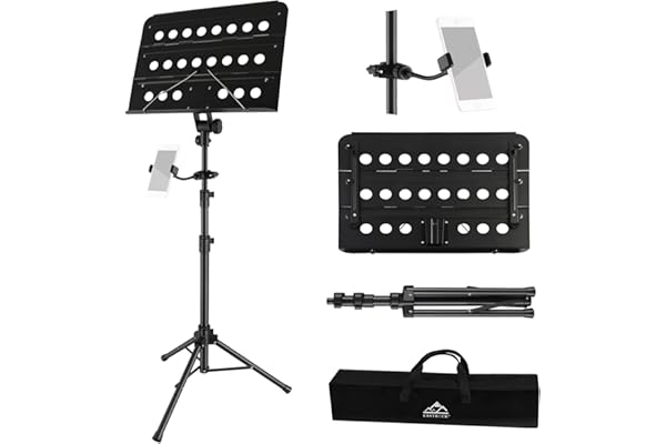 Eastrock Pupitre Musique Portable en Métal, Pupitre de Partitions Pliable, Pupitre Musique 2 en 1, Pupitre télescopique avec Support de téléphone, Pupitre en Livres Pliable Hauteur Réglable avec Sac