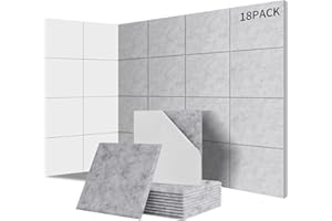 Sonuvia 18 Stück Quadratische Akustikplatten selbstklebend,Abdeckung 1.62㎡,Schallschutz & Schalldämmung für Wände & Türen – 230kg/m³,NRC 0.95,100% Polyester,Ideal für Schallschutz Wand,Silbergrau