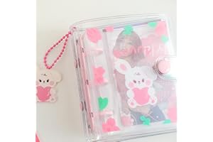 runrayay 2X3 Mini Album Photo avec Pendentif, Porte-clés Album Photo Rose Lapin Transparent pour Photos de Mariage, d'anniversaire et de Souvenirs, 40 Pochettes.