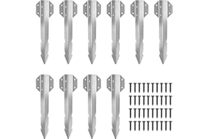 Homvvi Railway Sleeper Brackets - 10 Pcs Railway Sleepers Stakes for Garden Timber Driveway Path Edging, Heavy Duty Sleeper Brackets and Fixings, 12 Inch Galvanized Steel Railway Sleeper Fixings