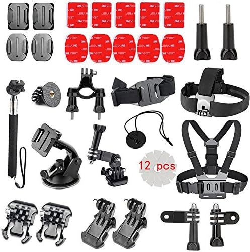 Greleaves Essential Action Camera Accessory Kit for Gopro Hero5 Black, GoPro Hero5 Session, Gopro Hero 6, Gopro Hero Session, Gopro Hero 4, Gopro Hero 3, AKASO EK7000, AKASO EK5000, APEMAN, Xiaomi Yi