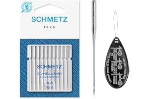 IPC SEWING PARTS HLx5 (High Speed Professional Quilting) Sewing Machine Needles, Size 75/11, Pack of 10, Includes Large Needle Threader