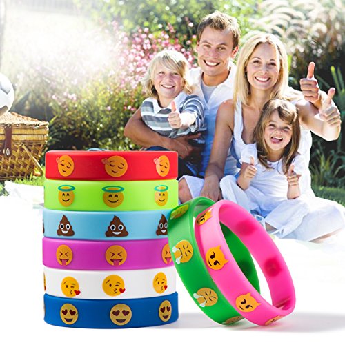 Silikon Armband, Emoji-Silikon Armbänder Armbänder für Kinder Party Supplies, Neuheit Emoji-Tütenfüller Geschenk für Kinder 32 Pack in 2 Größe - 7