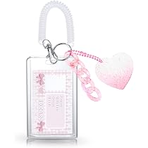 Kpop Fotokartenhalter Schlüsselanhänger – Herz & Schleife, 7,6 Cm, Transparent, Mit Kugelkette