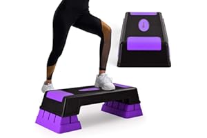 ‎COSTWAY COSTWAY Höhenverstellbarer Aerobic Stepper mit 3 Stufen 12/17 / 22cm, Steppbrett bis 150KG belastbar, Stepbench, Fitness Stepper für das Heim-Fitness