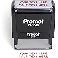 Promot Self Inking 2 Line Custom Stamp - Personalized Name Stamp for Office, Teacher, Address & Business Label Stamp - Choose Font, Ink Color, Pad, for Personal & Professional Use - Small