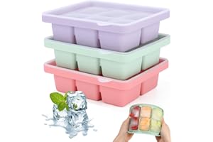 Cotepi 3Pcs Ghiaccio Stampo Cubetti Silicone,18 Griglie,Cubetti Ghiaccio Stampo con Coperchio, per Cocktail, Whisky, Vino, Frutta, Puree di Frutta, Gelati