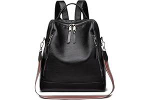 Kiepoar Femme Sac à Dos en PU Cuir, Sac porté Dos Sac à Bandoulière Sac à Main Élégante, Sac d'école à la Mode Multipocket Grande Capacité pour Travail L'école Voyage